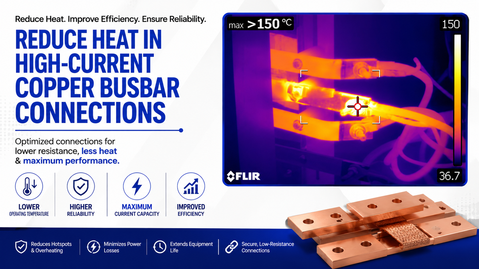 high-current copper busbar