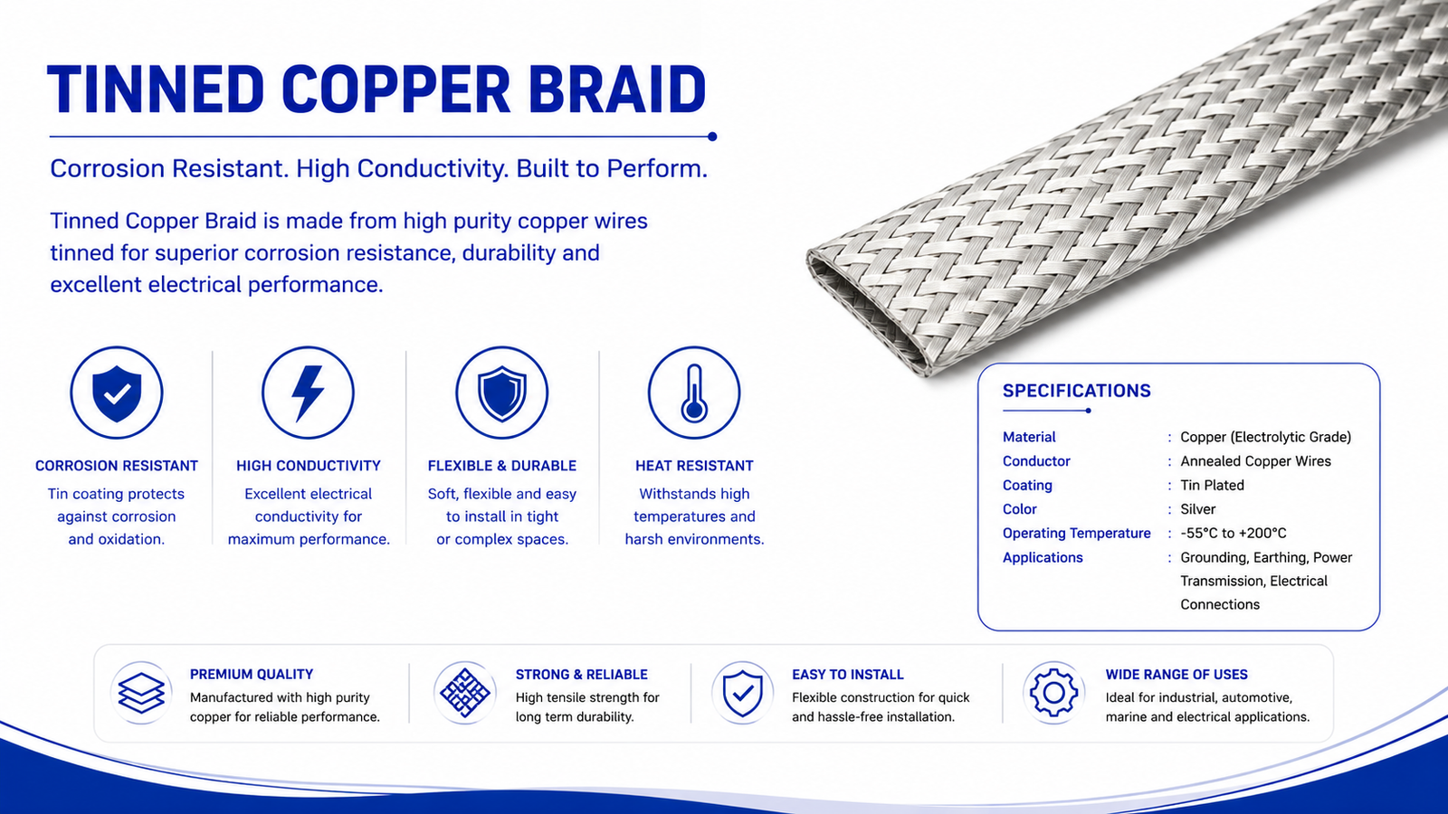 tinned copper braid